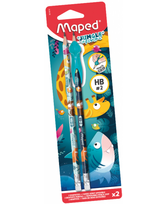 Grafitinis pieštukas MAPED Jungle Fever, trikampis, su guminiu laikikliu, 2 vnt.