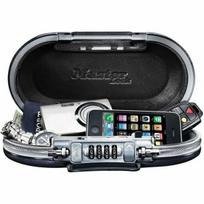 MASTER LOCK Portable Mini Travel Storage Box with Security Cable - Black