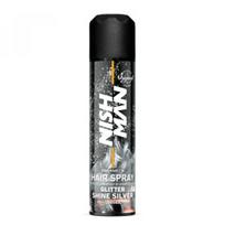 Blizgus plaukų purškiklis dažai Nishman Glitter Hair Spray Silver, šviesi, 150 ml