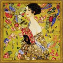 Siuvinėjimo rinkinys Riolis 1226 "Dama su vėduokle" (pagal G.Klimto paveikslą)