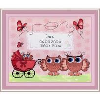 Siuvinėjimo Rinkinys MP Studija Birth Sampler Owlets SRK-317 22x25cm