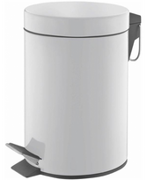 Plieninė šiukšliadėžė EKO su pedalu, 20 l, baltos spalvos