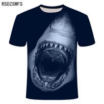 Vasaros rankovės Gyvūnai Hip Hop Tee Fitness Drabužiai Madingi Rykliai 3D Spausdinti Marškinėliai Vyriški Moteriški Vandeninės žvejybos gatvės drabužiai ant kaklo trumpi L