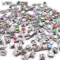 20 vnt Kūrybinio modulio apyrankės pakabukas širdies gėlė Itališkos nuorodos Charm Fit 9mm apyrankė nerūdijančio plieno „pasidaryk pats“ papuošalų kūrimo dovana