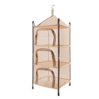 Camping Dry Net 4-Layer Foldable Drying Rack with Carry Bag Multifunctional Mesh Storage Basket for žalia