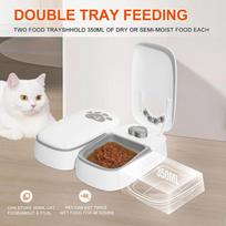 PeTnessGO Automatic Pet Feeder Double Dish Bowl Dog Food Dispenser Cat Food Bowl Food Storage Container Pet Accessories