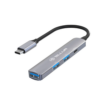Tellur 4-in-1 USB-C 3.1 Hub, Aluminum, Grey