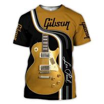 Hip Hop Classical Instruments Short Sleeves Oversized Personality Fashion Men Clothing Casual Streetwear Guitar Graphic T-Shirt 4XL