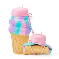 Sulankstomas vandens butelis Mielas sulankstomas silikoninis vaikams kelioninis sulankstomas gertuvas Minkštas Kawaii 0,5 litro 500 ml balta