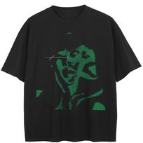 Streetwear Skilęs Veidas Grafinis Marškinėliai Medvilniniai Unisex Viršutiniai Drabužiai T-marškinėliai Vasaros Trumpomis Rankovėmis T-marškinėliai M juoda