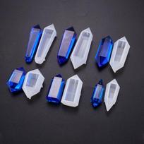 6 Pieces Exquisite Pendulum Silicone Mold Multi-Faceted Gemstone Mold for Creative Jewelry Casting Mold Crystal Pendant blue