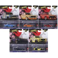 Hot Wheels Premium Modeliukas Japan Historic #4 (Toyota Corolla TE27,Prince Skyline GT,Mazda RX3,1973 Honda Civic,Nissan Fairlady)
