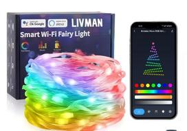 LED išmanieji „Bluetooth“ kalėdinės lemputės su programa LIVMAN FTT-P100V05U, 10M