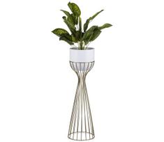 Metalinis vazonas LOFT 68x20 cm auksas/balta