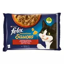 Kaimiškas rinkinys su padažu katėms FELIX SENSATIONS, 4x85 g