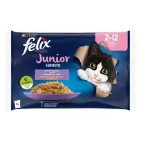Konservai su padažu katėms FELIX FANTASTIC JUNIOR, 4x85 g