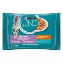 Konservai katėms ONE SENSITIVE su vištiena, tunu, 4x85 g