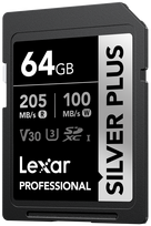 Lexar SDXC Professional SILVER Plus UHS-I/U3/A2/4K R205/W100 (V30) 64GB