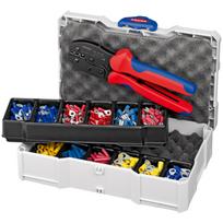 Antgalių presavimo replės Knipex 979021; 220 mm + priedai