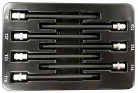 Įpresuotų antgalių rinkinys | 6.3 mm (1/4") | T-Star (Torx) S2 | T10 - T40 | 7 vnt. (S1107)