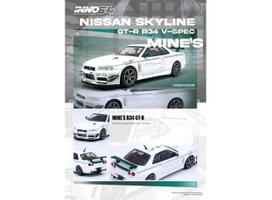 Inno64 Modeliukas Nissan Skyline GT-R (R34) V-Spec Tuned by *Mine`s*, white/green (yra Sandėlyje)