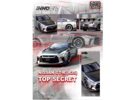 Inno64 Modeliukas Nissan Skyline GT-R (R35) *Top Secret*, grey/black (yra Sandėlyje)