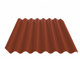 Fibrodah banguoti lakštai, 8 bangų, terakota, 1000x1130x5,8 mm