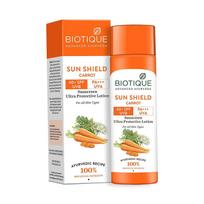Losjonas nuo saulės su morkų 40+ SPF (190 ml), Sun Shield Carrot 40+ SPF Sunscreen Ultra Protective Lotion, Biotique 190 ml