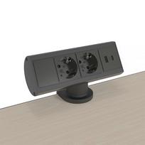 Forming Function Smartline Desk Alu/Black       2 Power, 1 USB