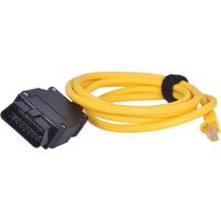 RJ-45 kabelis, prijungimo įrankiai, eternetas į OBD, sąsajos kabelis, kodavimas F serijai BMW 15*12*2cm geltona/juoda