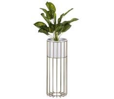 Metalinis vazonas LOFT 55x20 cm auksas/balta