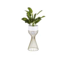 Metalinis vazonas LOFT 46x20 cm auksas/balta