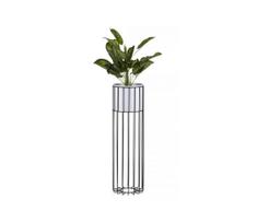 Metalinis vazonas LOFT 70x20 cm juoda/balta