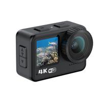 4K 60FPS veiksmo kamera 24MP WiFi sporto kamera 170 laipsnių plataus kampo objektyvas, dviejų ekranų jutiklinis valdymas juoda