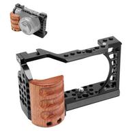 Sony A6400 / A6300 / A6100 / A6000 PULUZ medinės rankenos metalinės kameros narvelio stabilizatoriaus įrenginys