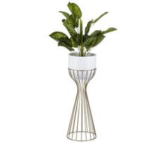 Metalinis vazonas LOFT 56x20 cm auksas/balta