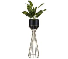 Metalinis vazonas LOFT 68x20 cm auksas/juoda