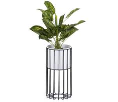 Metalinis vazonas LOFT 42x20 cm juoda/balta