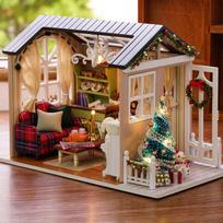 „Pasidaryk pats“ kalėdinis miniatiūrinis lėlių namelio komplektas Vintage kupolo apdaila Modernus mini 3D LED medinio namo kambarys Vaikų kalėdinė dovana