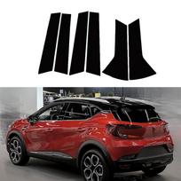 6 vnt. automobilio statramsčio stulpeliai, skirti Renault Captur XJB/HJB/HJE 2020-2023 blizgus juodas durų langų apdailos dangtelio lipdukai, stiliaus priedai