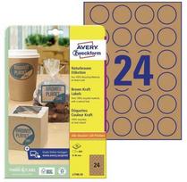 Avery Zweckform Avery L7105-25 apvalios etiketės 40 mm iš 100 % perdirbto krafto popieriaus, natūraliai rudos