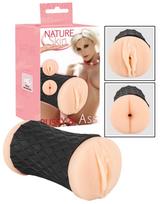 Nature Skin - vaginos ir išangės masturbatorius (natūralios spalvos-juodas)