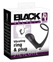 Black Velvets - analinis vibratorius su penio žiedu - juodas