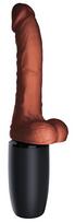 King Cock Plus 7,5 - realistiškas dildo su sėklidėmis - vibracija - rudas