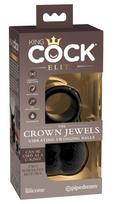 King Cock Crown Jewels - juodas vibruojantis penio žiedas