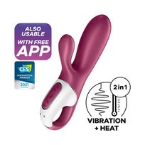 Satisfyer Hot Bunny - programėle valdoma šildoma triušio tipo klitorio vibratorius (raudonas)