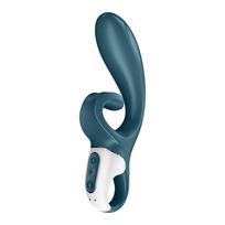 Satisfyer Hug Me - programėle valdomas vibratorius su klitorio atšaka (mėlynas)