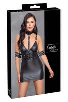 Cottelli Bondage - blizgi mini suknelė su apykakle - juoda