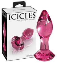 Icicles No. 79 - stiklinis analinis kaištis - kūgio formos - rožinis