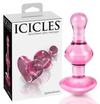 Icicles No. 75 - stiklinis analinis kaištis širdelės formos rožinis
